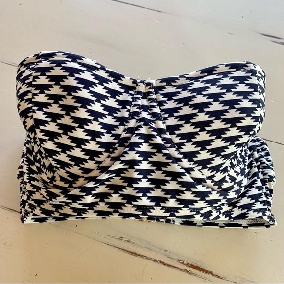 Women's Navy & White Graphic Pattern Molded Bandeau Bikini Top by Xhilaration - Picture 2 of 9